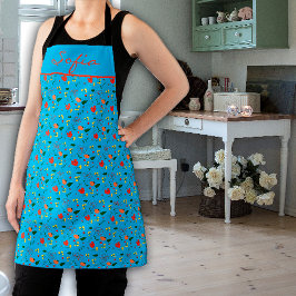 Wildblumen türkisfarbene Multimedia-Schürze Schürze