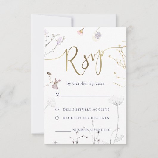 Wildblumen UAWG Hochzeit RSVP Karte (Vorderseite)