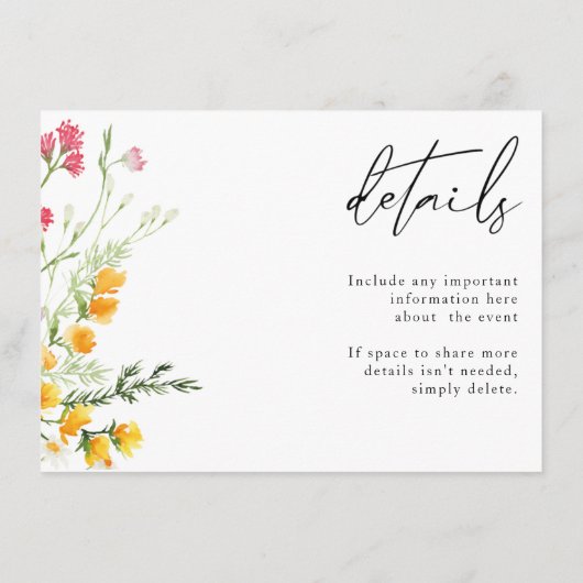 Wildblumen UAWG Wedding QR CODE Details auf der Rü Begleitkarte (Rückseite)