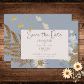 Wildblumen über Dusty Blue Wedding Save The Date