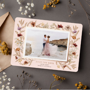 Wildblumen umgeben Save-the-Date-Karte Folieneinladung
