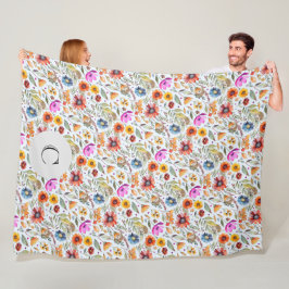 Wildblumen und Adorable Igel für den Frühjahr Fleecedecke