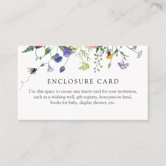 Wildblumen und Beduschenkarte Begleitkarte (Vorderseite)