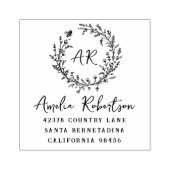 Wildblumen und Beerenmonogramm: Rustikale Anschrif Gummistempel (Prägung)