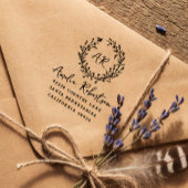 Wildblumen und Beerenmonogramm: Rustikale Anschrif Gummistempel