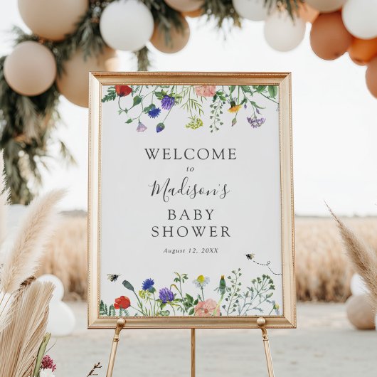 Wildblumen und Begrüßungszeichen Poster