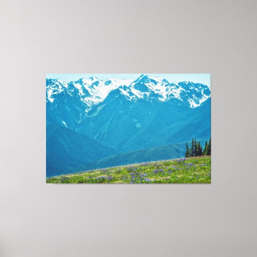 Wildblumen und Berge Leinwanddruck (Vorderseite)