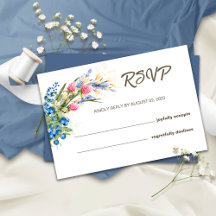 Wildblumen und Blaubeeren Rustikale Hochzeits-RSVP