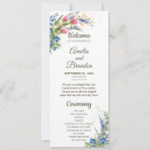 Wildblumen und Blueberry Rustic Wedding Program (Vorderseite)