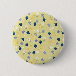 Wildblumen- und Brombeer-Blumenmuster Button