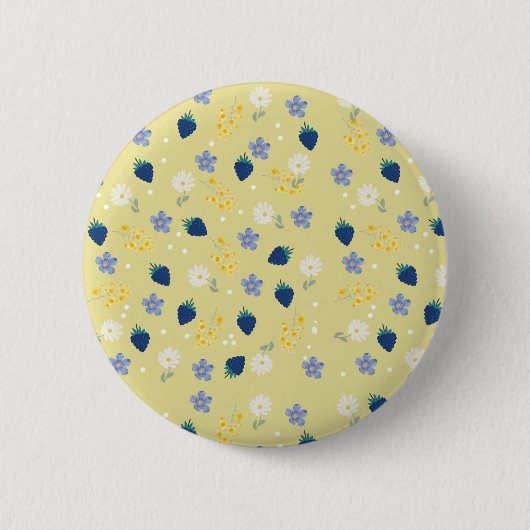 Wildblumen- und Brombeer-Blumenmuster Button (Vorderseite)