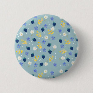Wildblumen- und Brombeer-Blumenmuster Button
