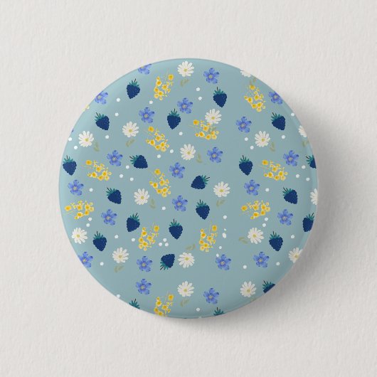 Wildblumen- und Brombeer-Blumenmuster Button (Vorderseite)