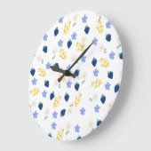 Wildblumen- und Brombeer-Blumenmuster Große Wanduhr (Winkel)