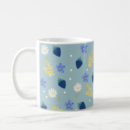 Wildblumen- und Brombeer-Blumenmuster Kaffeetasse (Links)