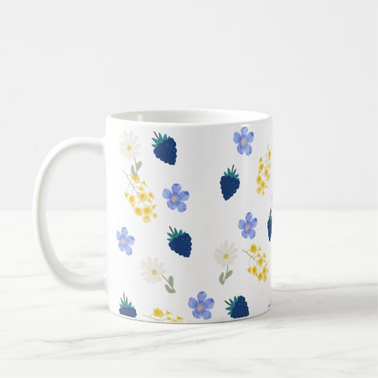 Wildblumen- und Brombeer-Blumenmuster Kaffeetasse (Links)