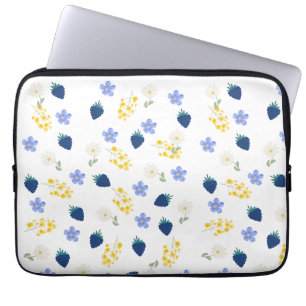 Wildblumen- und Brombeer-Blumenmuster Laptopschutzhülle