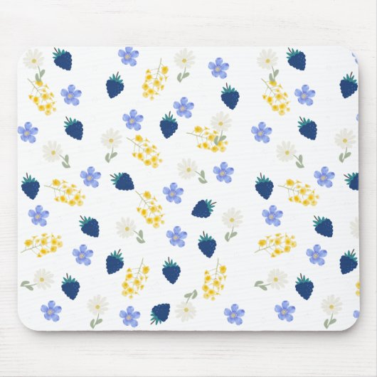 Wildblumen- und Brombeer-Blumenmuster Mousepad (Vorne)