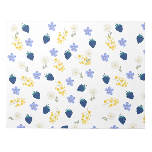Wildblumen- und Brombeer-Blumenmuster Notizblock (Vorderseite)