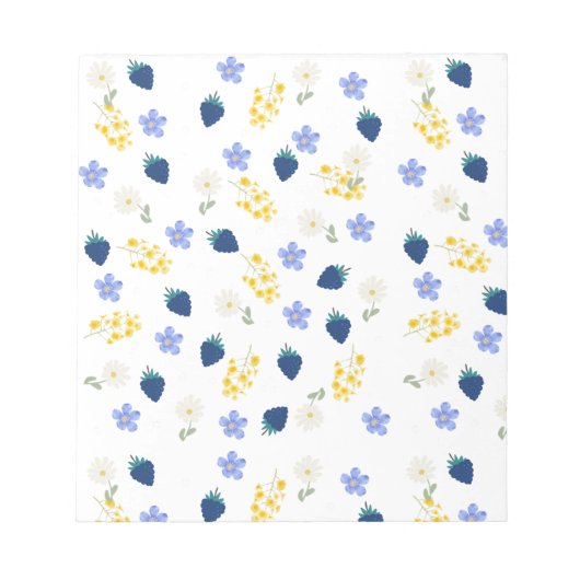 Wildblumen- und Brombeer-Blumenmuster Notizblock (Vorderseite)