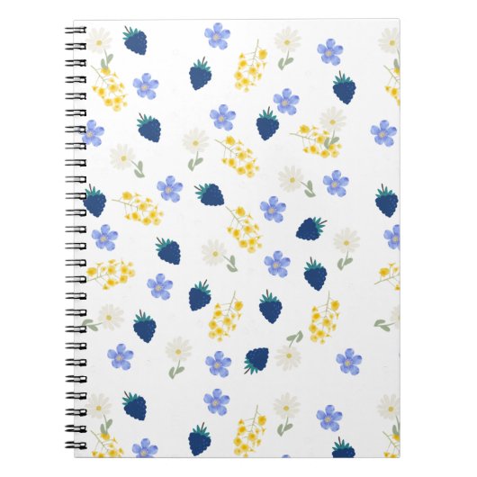 Wildblumen- und Brombeer-Blumenmuster Notizblock (Vorderseite)