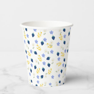 Wildblumen- und Brombeer-Blumenmuster Pappbecher