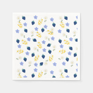 Wildblumen- und Brombeer-Blumenmuster Serviette