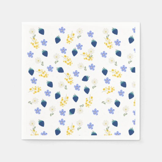 Wildblumen- und Brombeer-Blumenmuster Serviette (Vorderseite)