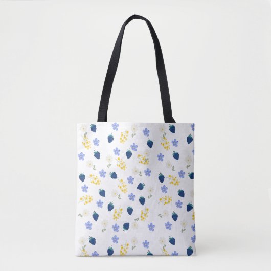 Wildblumen- und Brombeer-Blumenmuster Tasche (Vorderseite)