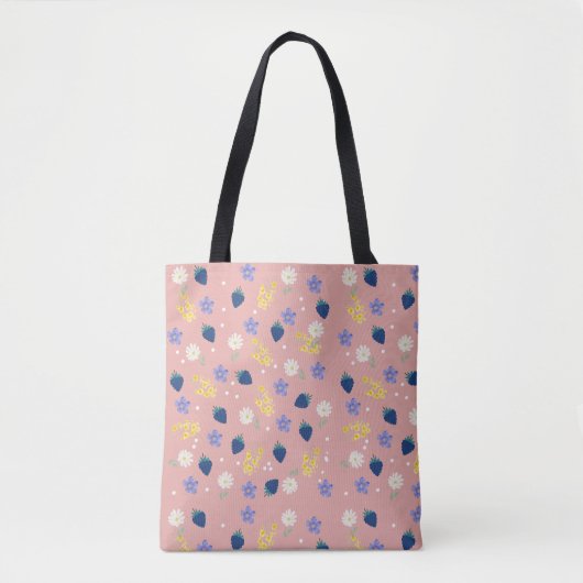 Wildblumen- und Brombeer-Blumenmuster Tasche (Vorderseite)