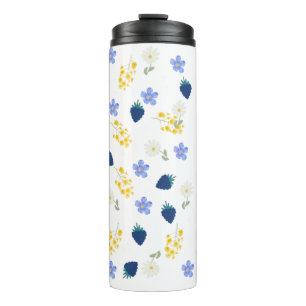 Wildblumen- und Brombeer-Blumenmuster Thermosbecher