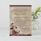 Wildblumen- und Burlap-Hochzeit Einladung (Stehend Vorderseite)