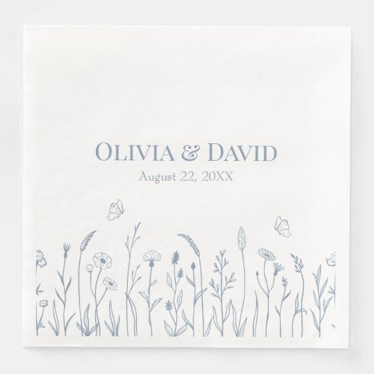 Wildblumen und Butterfiles Hochzeiten von Napkins Serviette (Vorderseite)