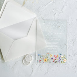 Wildblumen und Butterfly Bridal Brunch Acryleinladungen