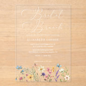 Wildblumen und Butterfly Bridal Brunch Acryleinladungen (Vorderseite)