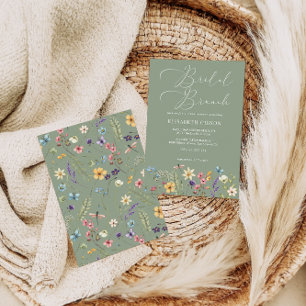 Wildblumen und Butterfly Page Green Bridal Brunch Einladung