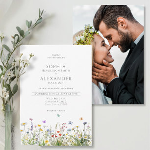 Wildblumen- und Foto-Hochzeit Einladung