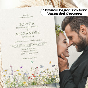 Wildblumen- und Foto-Hochzeit Einladung