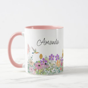 Wildblumen und Grünpflanzen Blumenkaffee Tasse