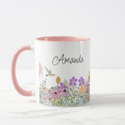 Wildblumen und Grünpflanzen Blumenkaffee Tasse (Links)