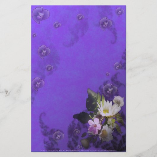 Wildblumen und Herzen Briefpapier (Vorderseite)