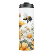 Wildblumen und Honigbienen Thermosbecher (Vorderseite)