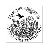 Wildblumen und Hummingbird Library Book Name #1P Permastempel (Design)