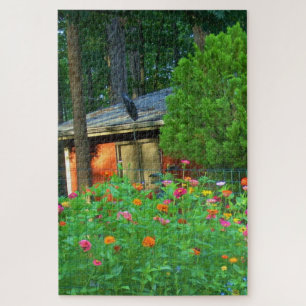 Wildblumen und Hütte Puzzle