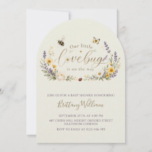 Wildblumen und Käfer Minimalistische Babyparty Einladung