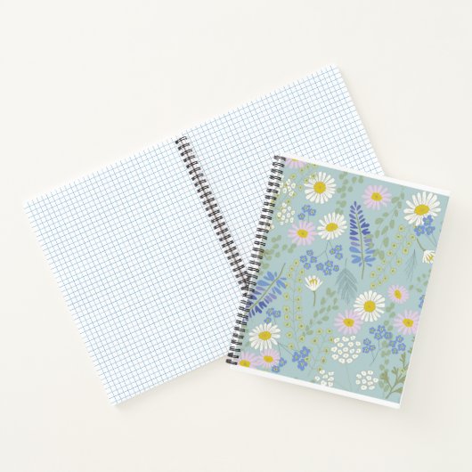 Wildblumen und Kariertes SpiralNotebook Notizblock (Innenseite)