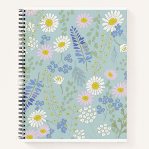 Wildblumen und Kariertes SpiralNotebook Notizblock