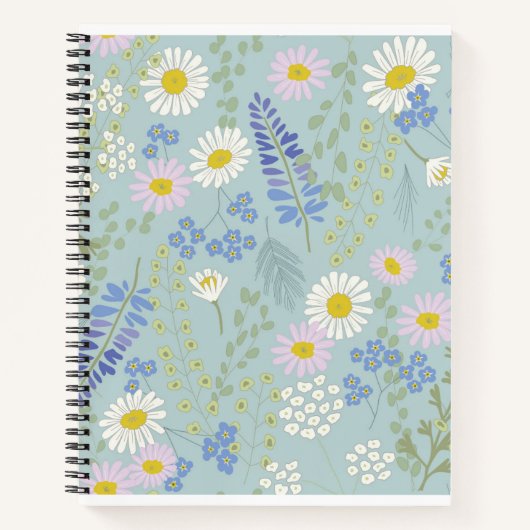 Wildblumen und Kariertes SpiralNotebook Notizblock (Vorderseite)