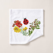 Wildblumen und Ladybugs 3- Stücke Badetücher Badhandtuch Set (Waschlappen)