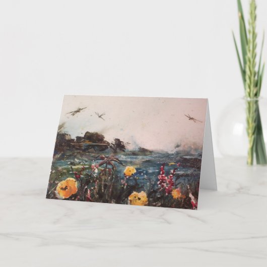 Wildblumen-und Libellen-feine Kunst-Gruß-Karte Karte (Vorderseite)